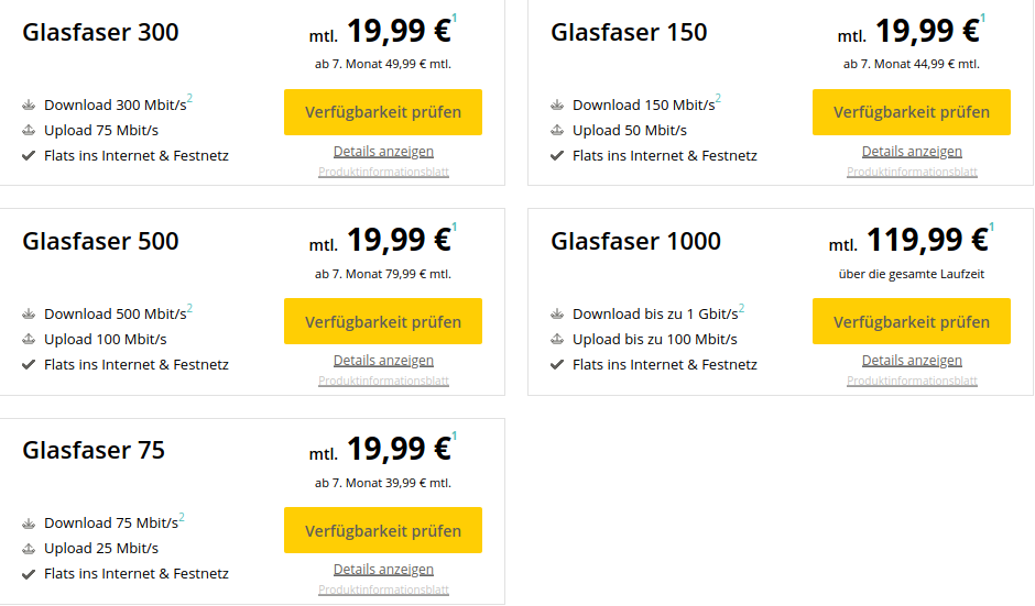 EWE Glasfaser-Tarife